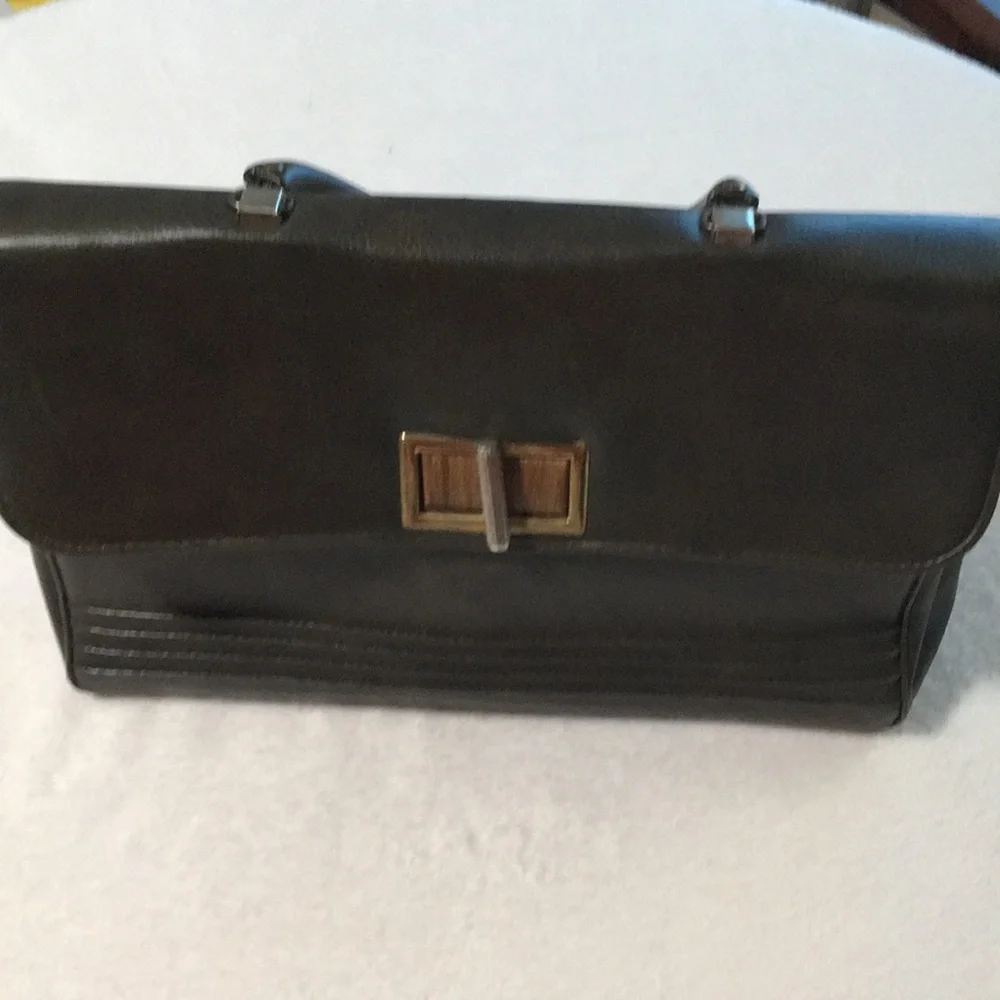 Jaclyn USA Short Handle Brown Faux Leather Vintage Satchel Laptop Bag